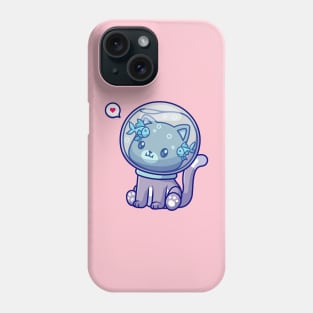 Cute Cat With Aquarium Fish Helmet Cartoon Phone Case