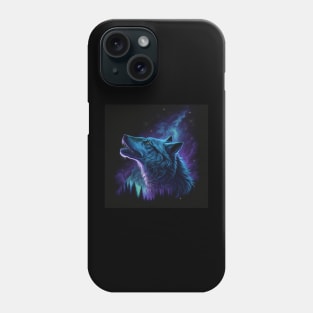 Galaxy Colourful Wolf Howling Art Phone Case