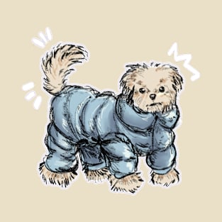 Cute Dog In A Bubble Jacket | Sticker Version T-Shirt