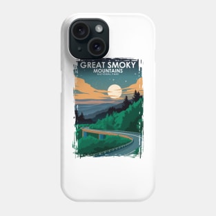 Great Smoky Mountains National Park Vintage Minimal Travel Poster at Night Phone Case