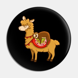 Cute & Funny Sloth Riding Llama Animal Friends Pin