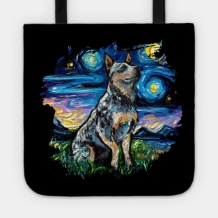 Blue Heeler Night with border Tote