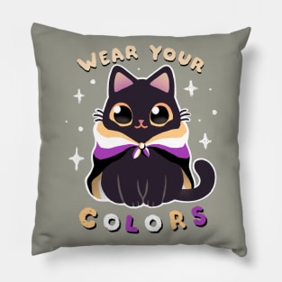 Nonbinary LGBT Pride Cat - Kawaii Rainbow Kitty - Wear your colors Pillow