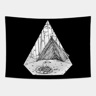 retro camping fire| into the woods camping Tapestry