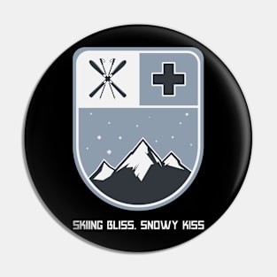 Skiing Bliss, Snowy Kiss Skiing Pin