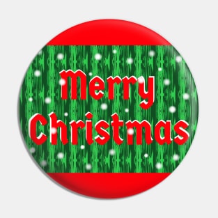 Merry Christmas with Falling Snow and Red and White Letters Pin