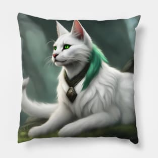 fantasy cat witch green Pillow