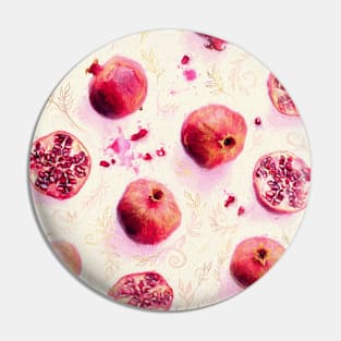 Painted Pomegranates with Gold Leaf Pattern Pin