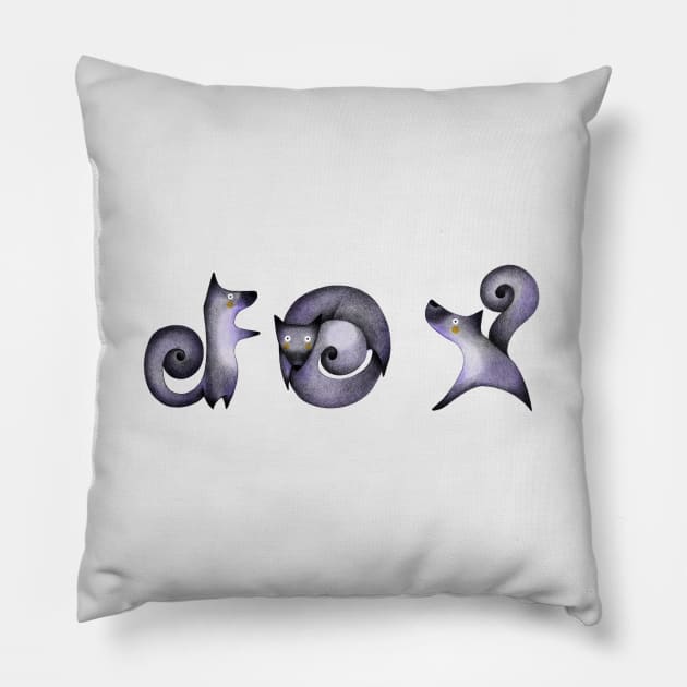 Alphabet Yoga Fox Pillow by axillustration