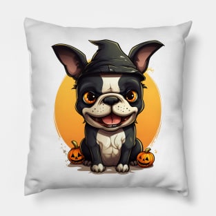 Halloween Boston Terrier Dog #1 Pillow