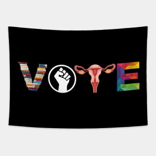 Vote, Banned Books, Reproductive Rights, BLM, LGBTQ, Progress, Political Activism. Tapestry