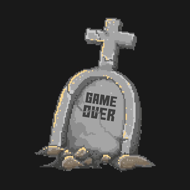 Retro Pixel Game Over Gravestone by Rebus28