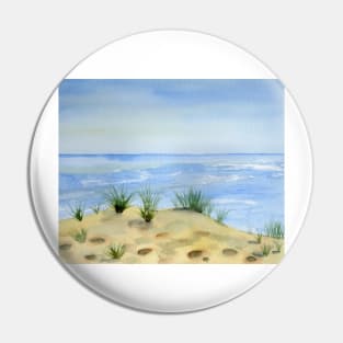 Ocean and Dunes Fine Art Watercolor Pin