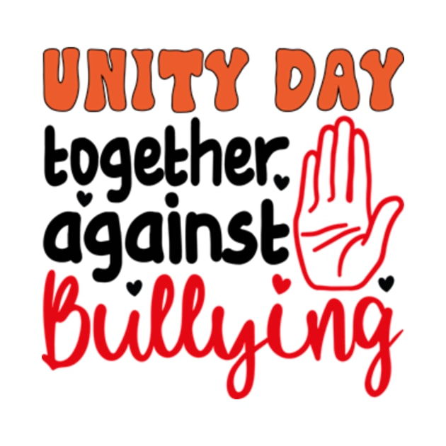 Together Against Bullying Orange Anti Bullying Unity Day Kids T-Shirt by David Brown
