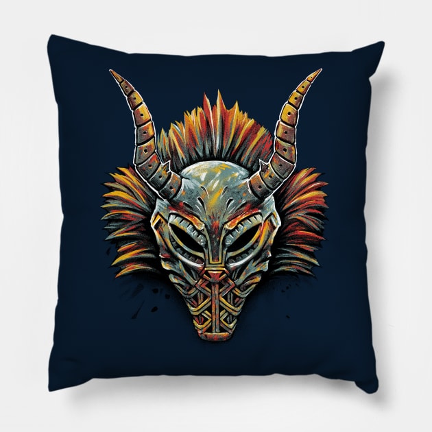 Killmonger Tribal Mask Pillow by c0y0te7