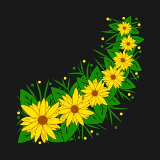 flower tendril yellow sunflowers flower pattern blooms T-Shirt