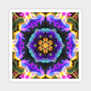 Psychedelic Hippie Flower Purple Yellow and Blue Magnet