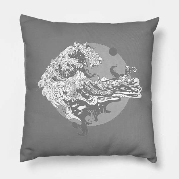 Big wave Pillow by fakeface