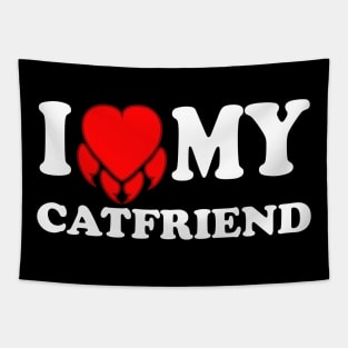 I Love My Cat Friend Costum,Funny Design With cat Nail heart Tapestry