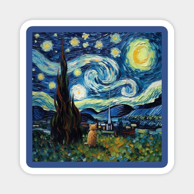 A Cat's Starry Night Magnet by The Bark Side