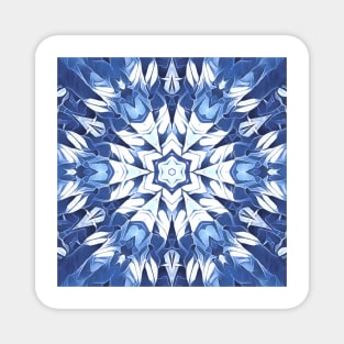 geometric snowflake pattern and design hexagonal kaleidoscopic style in shades of BLUE Magnet