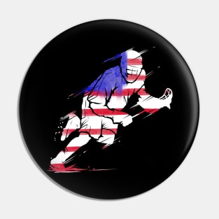 LAX player in US Flag colours - The USA Lacrosse Pin