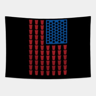 Beer Pong Drinking Game American Flag Tapestry