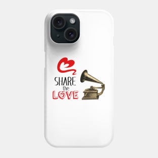 Share the Love Music Illustration with Text Phone Case