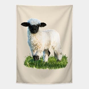 Valais Blacknose Lamb in a Meadow Tapestry