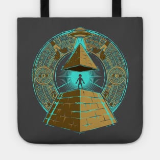 Alien UFO Egyptian Pyramids with Hieroglyphics Spacecore Tote