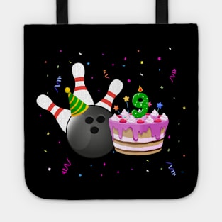 Bowling 9th Birthday Bday Party Kids 9 years Old Bowler Tote