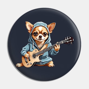 Chihuahua Playing Guitar Pin