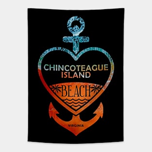 Chincoteague Island Beach, Virginia, Sandy Heart Ship Anchor Tapestry