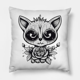 Angry flower raccoon Pillow