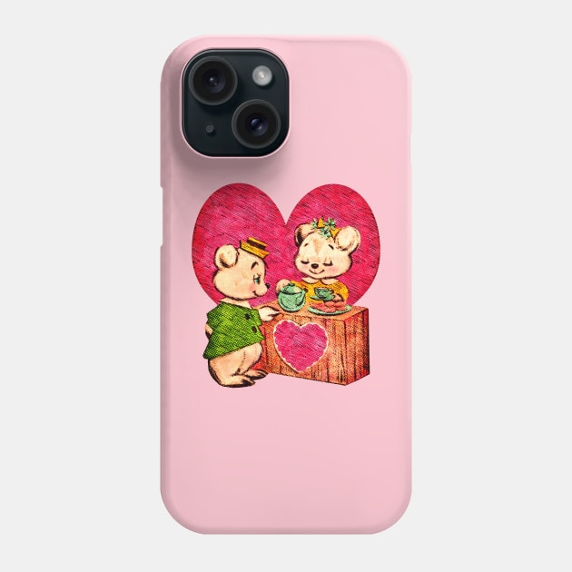 Vintage Retro Cute Valentine Bears Phone Case by PUFFYP