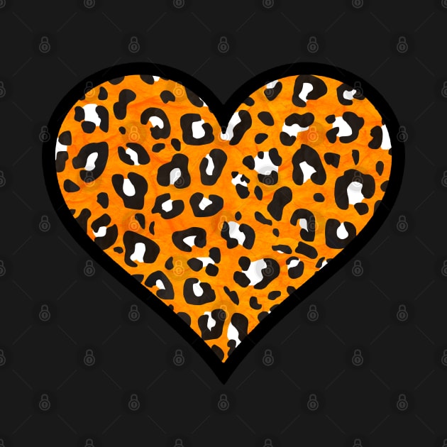 Orange, Black and White Leopard Print Heart by bumblefuzzies