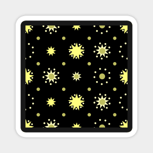 Suns and Dots Pale Yellow on Black Repeat 5748 Magnet