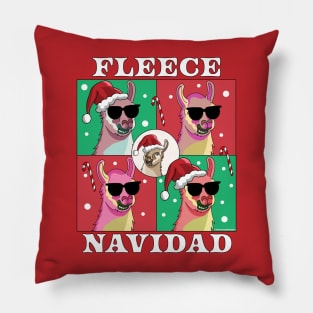 Fleece Navidad Llama - Feliz Navidad Funny Christmas Llama Pillow