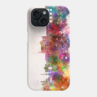 Cordoba skyline in watercolor background Phone Case