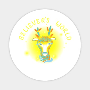 (Texted Plain Bright Colors Version) Believer's World Resident Wopwop Magnet