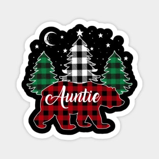 Auntie Bear Buffalo Red Plaid Matching Family Christmas Magnet