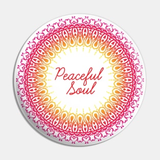 Peaceful Soul Meditation Captions Mandala Illustration Print Design GC-092-19 Pin