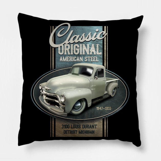 Chevy Classic American Steel Pillow by hardtbonez