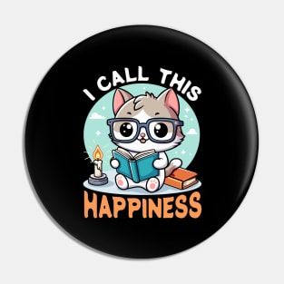 I Call This Happiness Book Lover Cat Pin