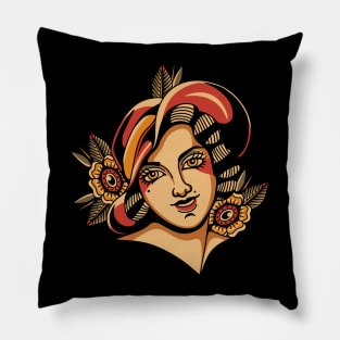 Woman Traditional Tattoo Pillow