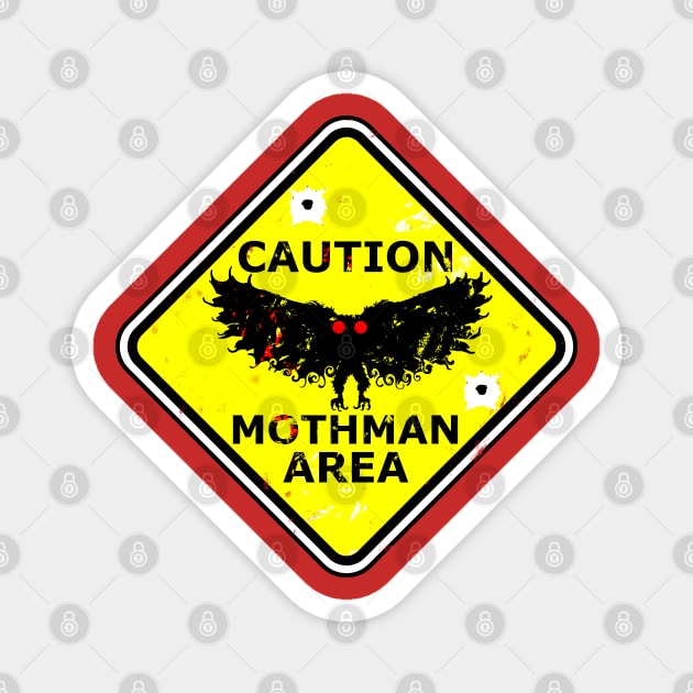 Caution Mothman Danger Sign Yellow Road Cryptid Funny Magnet by National Cryptid Society