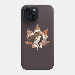 Autumn girl in maple leaf beautiful design Phone Case