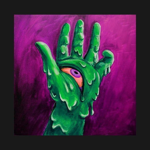 Melting Hand - Surreal Abstract Art - Green and Pink Variant by dnacademic