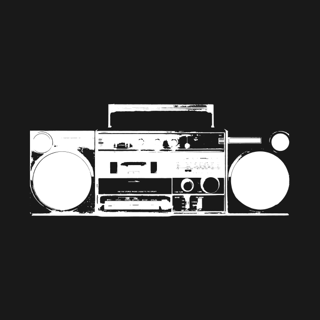 White Boom Box Vintage Graphic by Spindriftdesigns