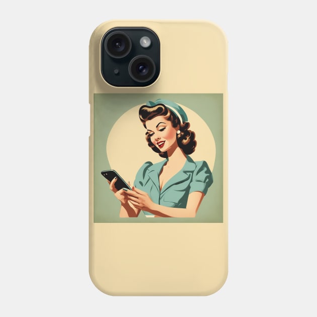 Nostalgia Vintage Mobile Connect Pin Up Girl Art Phone Case by di-age7